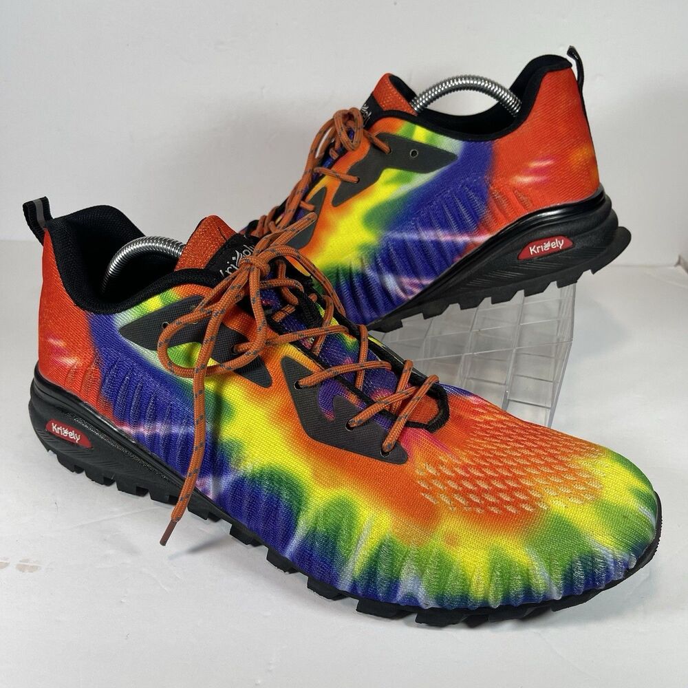 Kricely Trail Shoes Men's Size 14 Tie Dye Rainbow Running Walking Sneakers 1903